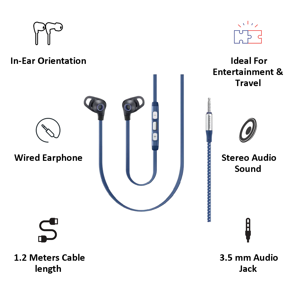 Buy Samsung EO IA510BLEGIN In Ear Wired Earphones with Mic Blue